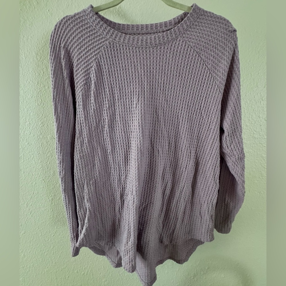 Aerie Lavender Waffle Knit Crew Neck Sweater